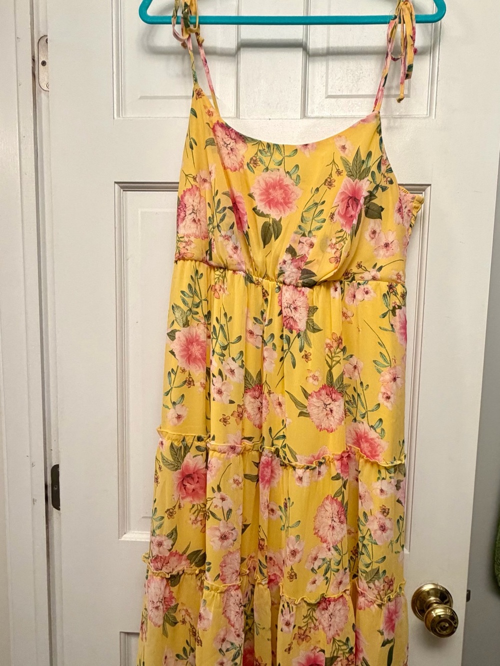 Lily Rose Yellow Smocked Bodice Dress with Pink Floral Trim